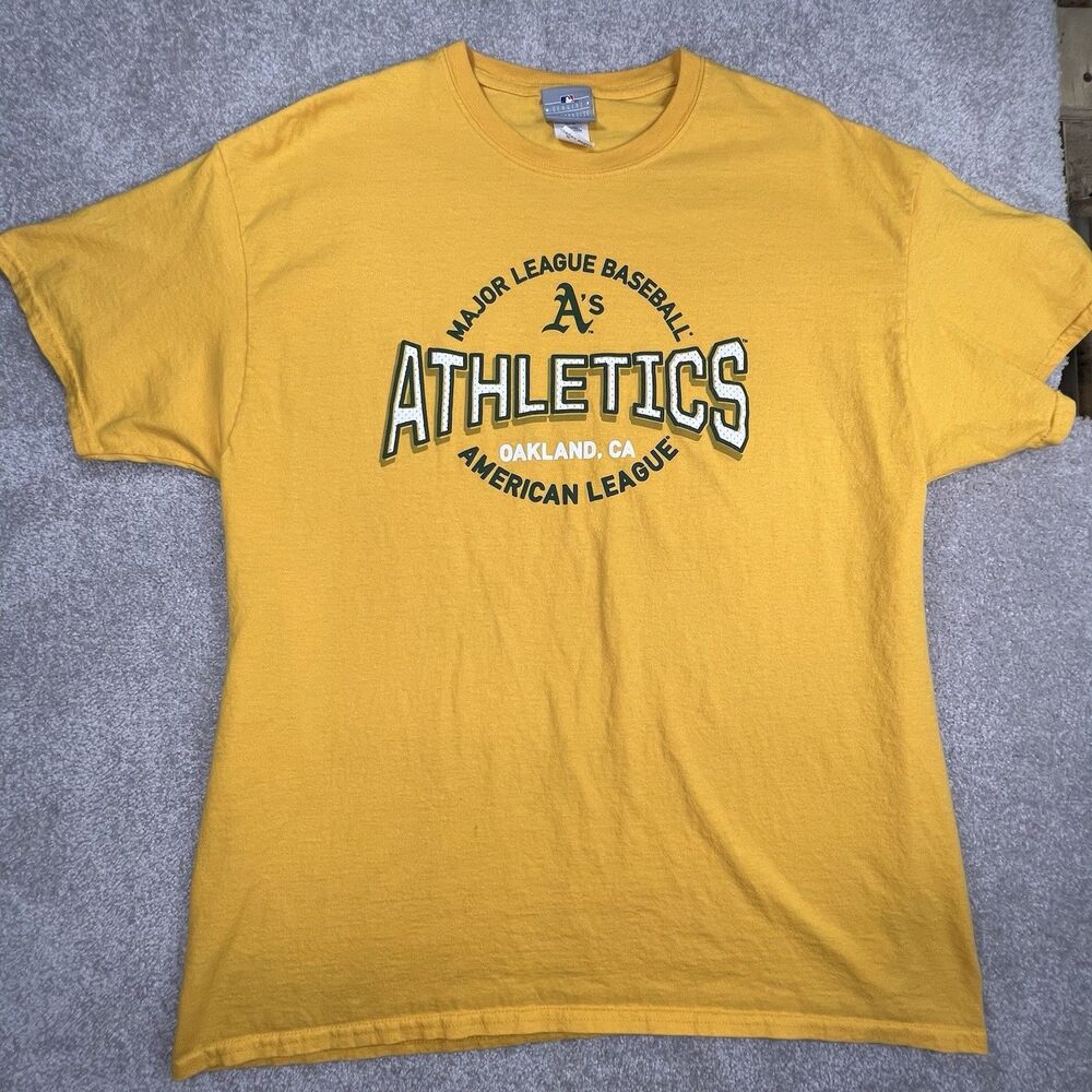 Vintage Y2K Oakland Athletics‎ Mens XL Yellow MLB Baseball T Shirt